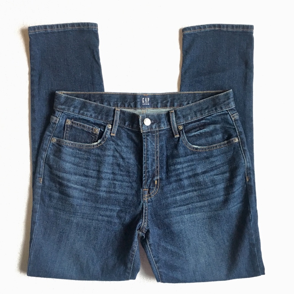 Gap Best Girlfriend Dark Wash Mid Rise Taper